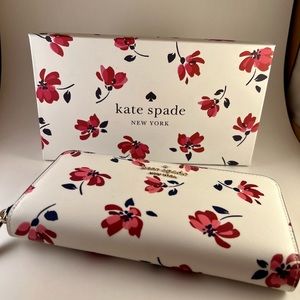 Kate Spade Cara tea garden toss large zip tote and wallet